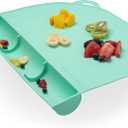 UpwardBaby Rectangular Silicone Placemat - Suction Food Catcher for High Chair & Kids, Non-Slip Washable Table Mats, Travel Toddler Placemat & Baby-Led Weaning Supplies, Mint