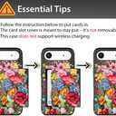 Compatible for iPhone 17 Air Case with Card Holder Cute - Kawaii Design Military-Grade Drop Protection Rugged Wallet Cases for Women (Black Red Garden Flower)