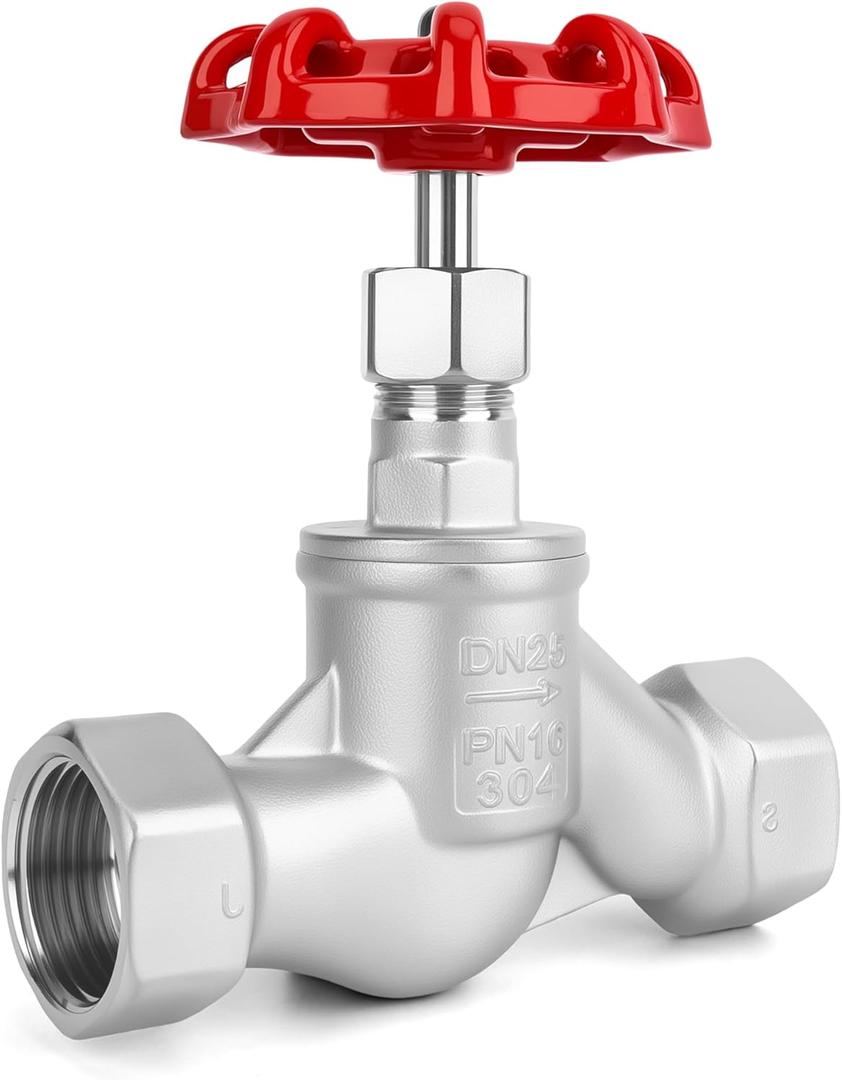 1" NPT Stainless Steel S-Type Globe Valve, Accurately Adjust Flow Rate Heavy Duty Threaded Manual Rotary Sluice Shut-off Valve for Water, Oil, Gas, Industrial Piping, and HVAC Systems (1", DN25)