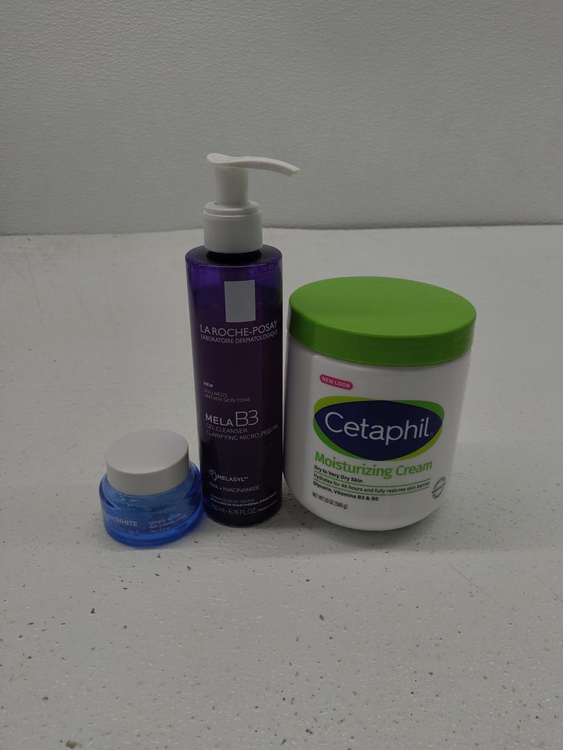 La Roche pose; PurelyWHITE DELUXE; Cetaphil Face & Body Moisturizer