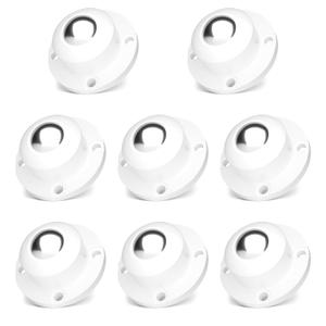 TRVL FIELDER Self Adhesive Caster Wheels for Furniture, Small Casters for Furniture Legs, Low Profile Table Wheels, 28 LBS Load Capacity Per Steel Wheel, Rollers for Kitchen Appliances (8 PCS, White)