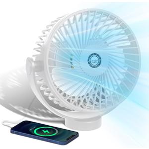 Magnetic Cruise Fan with 8000mAh Rechargeable Battery, LED Light, Timer&Power Output, Magnetically Sticks on Cabin Ceilings and Walls, Ship Approved Cabin Air Circulator