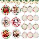 Thyle 24 Pcs Christmas Picture Frame Ornament Wooden Round Photo Frame Hanging Ornaments for Christmas Tree Xmas Holiday Party Decoration (Classic Style)