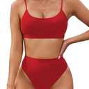 Pink Queen Plus Size High Waisted Bikini Set for Women Two Piece Cheeky High Cut Swimsuit Bathing Suit White M