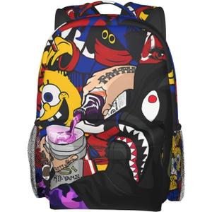 Vkaxopt Backpack Shark Teeth Camo Backpacks Travel Laptop Daypack Big Capacity Bookbag Fashion Durable Back Pack for School Boy Girl Men and Women-SuperGraffiti