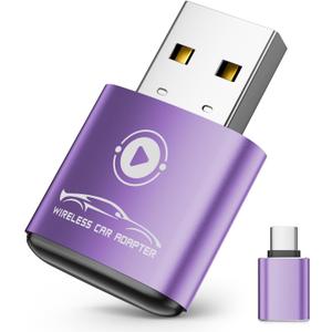 Wireless CarPlay Adapter for Apple iPhone2026 Upgraded Mini Design, Converts Factory Wired to Wireless Adapter for CarPlay, Plug and Play, Auto Connect Fast and Stable(Purple)