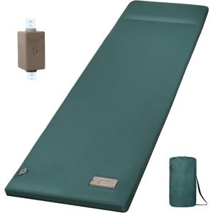 Sleeping Pad for Camping, Self Inflating Camping Pad with Pillow, 3.14" Compact Thick Memory Foam Camping Mattress Pad, Travel Portable Camp Sleeping Mat with Built in Pump (Green)