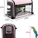 Bird Carrier Bag Bird Travel Cage with Stand, Lightweight Backpack for Parrot, Portable Bird Travel Bag, Pet Transparent Breathable Travel Cage, Pink (Large)
