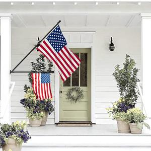 ZMTECH 6FT Flag Pole with Proud American Flag-Upgraded Tangle Free Rings and Bracket, 1'' Stainless Steel Flag Poles with Holder for Outside House, Residential or Commerical (Black, No Light)