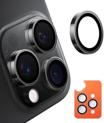 TORRAS 3-Year Ultimate Durability for iPhone 16 Pro Max/16 Pro Camera Lens Protector - 1:1 Invisible Fit & Ultra Clarity, Military-Grade 9H+ Aerospace Glass Anti-Scratch Easy Installation, Black Titanium