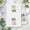 2 x Coastal Summer Beach & Bath Dish Towels - Tropical Palm Tree Decorative Hand Towels for Kitchen & Bathroom Decor, 16x24 Inch, Small
