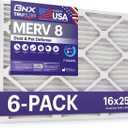 BNX TruFilter 16x25x1 Air Filter MERV 8 (6-Pack) - MADE IN USA Dust & Pet Defense Electrostatic Pleated Air Conditioner HVAC AC Furnace Filters for Dust, Pet, Mold, Pollen MPR 600 700 & FPR 5