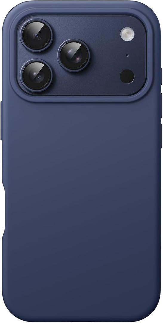 Liquid Silicone Case for iPhone 17 Pro Max 6.9-Inch, Silky Soft Touch Full-Body Protection, Anti-Scratch Shockproof Phone Cover with Microfiber Lining (Dark Blue)