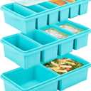 Silicone Freezer Tray With Lid - Soup Freezer Container Molds Set Makes 2-Cup & 1-Cup 1/2-cup Portions Cubes Perfect for preparing meals in different Portion Sizes Oven & Dishwasher-Safe (Blue)