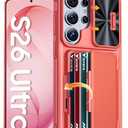 Vizvera for Samsung Galaxy S26 Ultra Case Wallet RFID [Cards Holder][Camera Cover][Edge Raised] Full Body Rugged Shockproof Silicone Phone Case for Galaxy S26 Ultra 6.9" 2026,Coral Pink