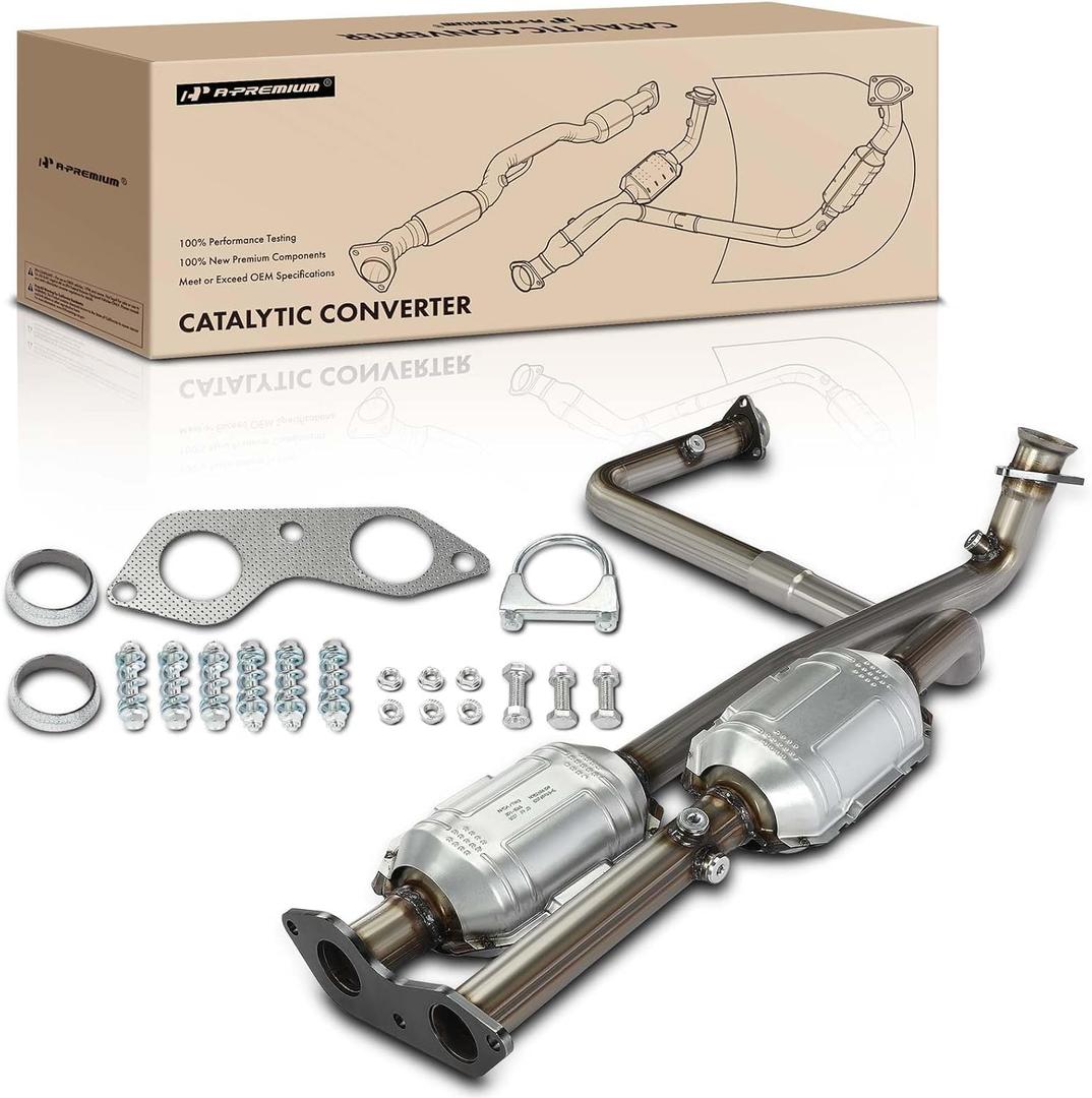 A-Premium Catalytic Converter Kit Direct-Fit Compatible with Chevrolet Tahoe, C1500, C2500 Suburban, C2500 & GMC Yukon, K1500, K1500/K2500 Suburban, K2500 & Cadillac Escalade, 5.7L, EPA Compliant
