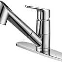 Kitchen Faucet with Pull Down Sprayer, Single Level Stainless Steel Kitchen Sink Faucets, Single Handle Low Arc Chrome Pull Out Kitchen Faucet