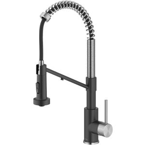 KRAUS Bolden 2-in-1 Commercial Style Pull Down Single Handle Water Filter Kitchen Faucet for Reverse Osmosis or Water Filtration System in Spot-Free Stainless Steel/Matte Black, KFF-1610SFSMB