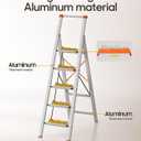 HillhutApex 5 Step Foldable Aluminum Step Ladder with Handgrip, Anti-Slip Pedal, 330 lbs Capacity, Lightweight & Portable for Home, Kitchen, Office, Garage (Orange)