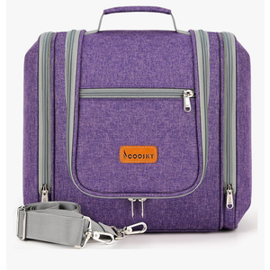 Extra Large Toiletry Bag for Women and Men, 6 Organizer Compartments, Holds Full Size Shampoo, with Hanging Hook Cosmetic Bag, Travel Makeup Bag, Bathroom Water-resistant Toiletries Bag, Purple