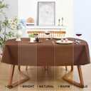 Wolkemer Farmhouse Faux Linen Oval Tablecloth 60 x 84 Inch - Water Resistant Table Cloth Washable Wipeable Table Cover for Home Kitchen Dining Wedding Party Banquet (Brown)