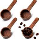 Skyley 4 Pcs Coffee Wooden Scoop for Canisters Jars 15ml 1 Tablespoon Small Coffee Scoop for Ground Café Walnut Wood Measuring Spoons Home Kitchen Accessories for Beans, Tea, Sugar, Bath Salt