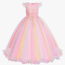 Flower Girls Maxi Dress Bridesmaid Wedding Pageant Party Princess Communion Floral Boho Vintage Lace Dance Gown Size 150 11-12 Years