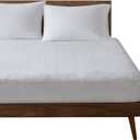 Sleep Philosophy Queen Mattress Pad, Cotton Mattress Protector Classic Cloud Quilted Bed Cover, All Natural Breathable Mattress Topper Fitted Pocket Fits Up to 18", Machine Washable, White