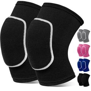 Volleyball Knee Pads, Knee Pads for Women, Men, Kids, Girls, Knee Brace for Basketball Volleyball Football Dance Yoga Tennis Running Cycling Workout Climbing (Black White, Medium)