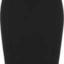 Kate Kasin Womens Knee Length Elastic Waist Stretchy Bodycon Plaid Business Pencil Skirt (Black, M)