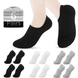 2 x VOROLO No Show Socks for Womens,Low Cut Ankle Non Slip Flat Boat Invisible Liner Cushion Athletic Socks (Black)