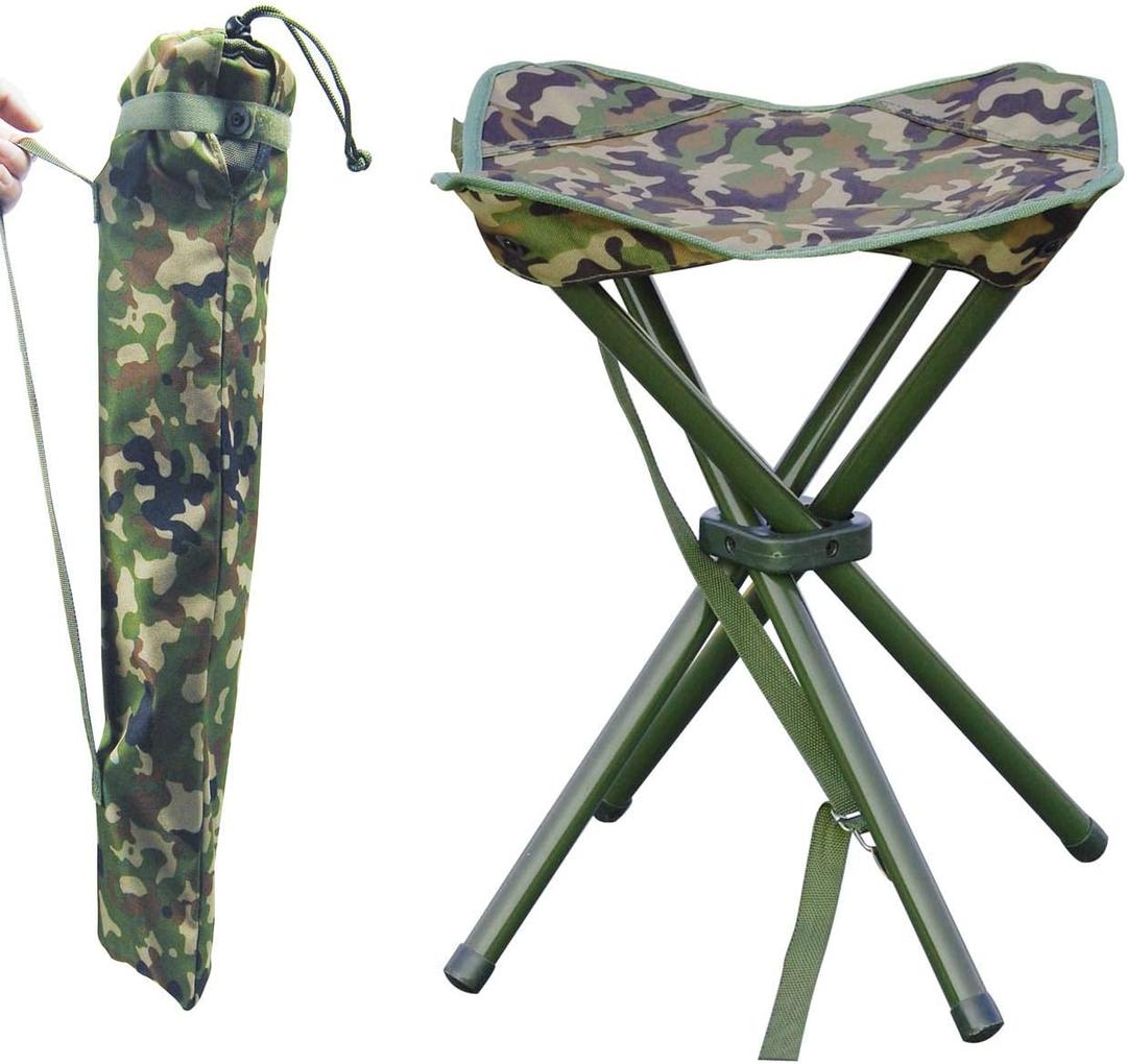 JSHANMEI Camping Stool Portable Folding Stool for Outdoor Hiking Fishing Travel Deluxe 4 Leg, Support 300 lbs (4-leg(16" Seat Height))