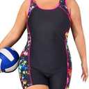 Daci Plus Size One Piece Swimsuit Women Athletic Boyleg Bathing Suit Full Coverage Swimwear 24W