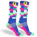 Cycling Socks for Men and Women - Breathable Crew Running Socks -Sport Sock Made for your Daily Exercise and Workouts (Large, Diagonal White)