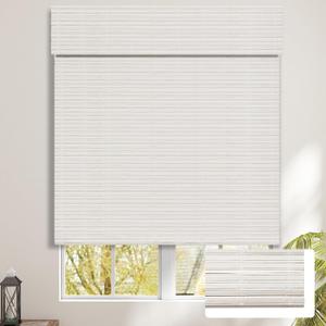 SEEYE Cordless Bamboo Blinds Shades, Light Filtering Bamboo Roller Shades Natural Roman Blind Shade, Roll Up Blind for Windows, Easy to Install for Door, Bedroom, 33" W x 64" H, White