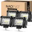 NAOEVO 4 Inch LED Pod Lights, 240W 24,000LM LED Fog/Driving/Off Road Lights with Spot Flood Combo, Cube Pods for Truck Boat ATV UTV Pickup, 4 Pcs (White)