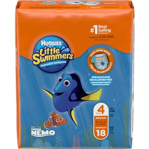 Huggies Little Swimmers Disposable Swimpants, Swim Diaper, Size Medium, 18 Ct. (Pack of 4)