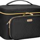 Travel Cosmetic Organizer Bag - Large Makeup Case with Jewelry Storage, Waterproof Toiletry Box for Cosmetics, Brushes, and Tools, Black (Single-Layer)
