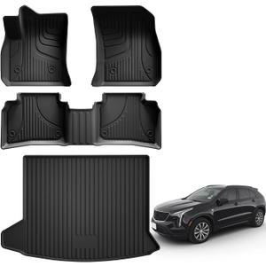 AOMSAZTO Floor Mats & Cargo Liner for Cadillac XT4 2019-2025 2026 All Weather Protection TPE Anti-Slip Full Set Custom Car Mats 2026 XT4 Accessories, Black