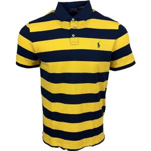 POLO RALPH LAUREN Mens Classic Fit Striped Cotton Mesh Polo Shirt (Yellow/Navy, M)