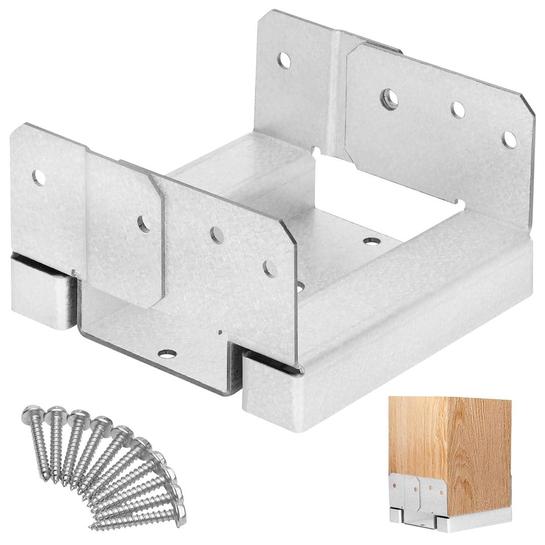 6 PCS 6x6 Post Base for Concrete, Adjustable Aluminum-zinc Plated Steel Deck Post Anchor Base for 5.5x5.5 Wood, Post Base Holder with 1" Standoff for Deck Gazebo Pergola PorchIncludes Screws