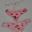 WDIRARA Women's 3 Pack Cute Graphic Panties Set Lace Trim Low Rise Comfy Thong Underwear Size L