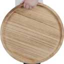 Round Ottoman Tray for Coffee Table Living Room Wood Serving Tray Large Wooden 20 Inches Rustic Torched