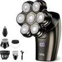 7D Arc Electric Shaver for Head & Body, 5-in-1 Upgraded Electric Razor for Men, Waterproof Wet/Dry Detachable Head Shaver, LED Display Rechargeable Electric Shaving & Grooming Kit, Grey