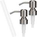 304 Stainless Steel Soap Dispenser Pump Replacement for Standard 28/400 Thread Size for Liquid Soap Lotion or Dish Soap Refill Dispenser Kitchen Bathroom 2 Pack(Brushed Nickel)