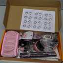 NBTEPEM 27 PCs Pink Bling Car Accessories Set for Women, Bling Steering Wheel Covers Universal Fit 15 Inch, Bling License Plate Frame, Bling Phone Holder, Bling Car Coasters (Pink Diamond)
