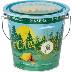 M&SENSE Citronella Candles Outdoor 19.4oz,Lemon Verbena Rose Soy Wax, 19.4 oz Small Jar