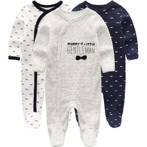Kiddiezoom Baby and Toddler Boys'Snug Fit Footed One-Piece Romper Jumpsuit Cotton Cotton Footed Outfit (3-6 Months, Stripe / Bow Tie)