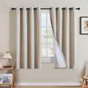 H.VERSAILTEX Linen Curtains 100% Blackout Curtains for Bedroom 63 inch Long Full Light Blocking Nature Linen Blended Window Curtains for Living Room Nickel Grommet (2 Panels, Heathered Natural)