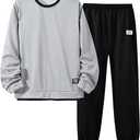 SHENHE Boy's Sweatsuit 2 Piece Outfits Crewneck Sweatshirt and Jogger Sweatpants Set Jogging Suit